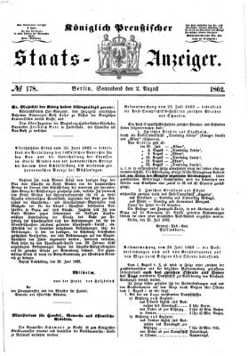 Königlich Preußischer Staats-Anzeiger (Allgemeine preußische Staats-Zeitung) Samstag 2. August 1862