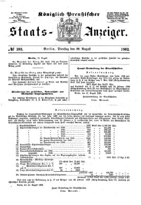 Königlich Preußischer Staats-Anzeiger (Allgemeine preußische Staats-Zeitung) Dienstag 19. August 1862