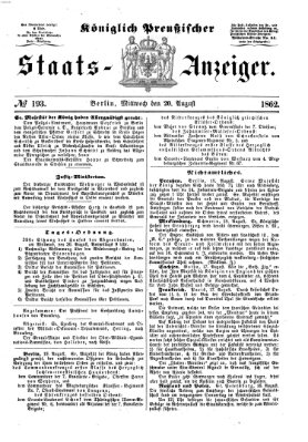 Königlich Preußischer Staats-Anzeiger (Allgemeine preußische Staats-Zeitung) Mittwoch 20. August 1862