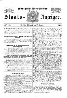 Königlich Preußischer Staats-Anzeiger (Allgemeine preußische Staats-Zeitung) Mittwoch 27. August 1862