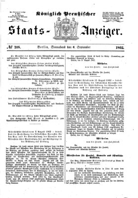 Königlich Preußischer Staats-Anzeiger (Allgemeine preußische Staats-Zeitung) Samstag 6. September 1862