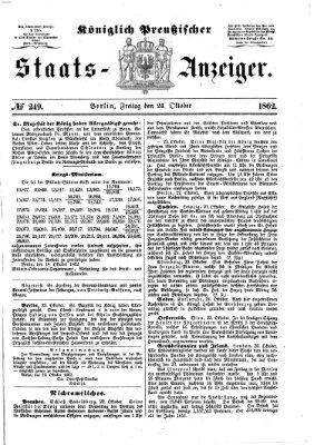 Königlich Preußischer Staats-Anzeiger (Allgemeine preußische Staats-Zeitung) Freitag 24. Oktober 1862