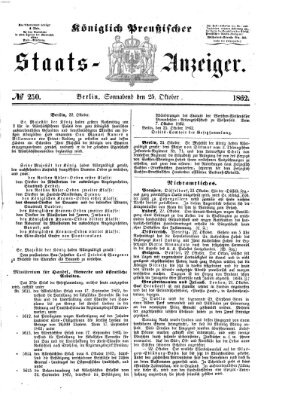 Königlich Preußischer Staats-Anzeiger (Allgemeine preußische Staats-Zeitung) Samstag 25. Oktober 1862