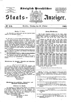 Königlich Preußischer Staats-Anzeiger (Allgemeine preußische Staats-Zeitung) Dienstag 28. Oktober 1862