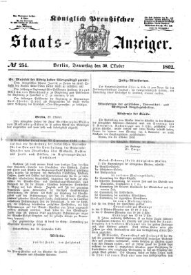 Königlich Preußischer Staats-Anzeiger (Allgemeine preußische Staats-Zeitung) Donnerstag 30. Oktober 1862