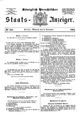 Königlich Preußischer Staats-Anzeiger (Allgemeine preußische Staats-Zeitung) Mittwoch 5. November 1862