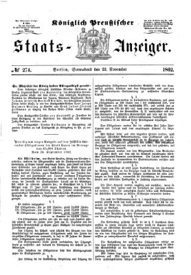 Königlich Preußischer Staats-Anzeiger (Allgemeine preußische Staats-Zeitung) Samstag 22. November 1862