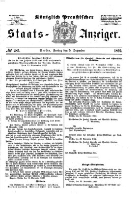 Königlich Preußischer Staats-Anzeiger (Allgemeine preußische Staats-Zeitung) Freitag 5. Dezember 1862