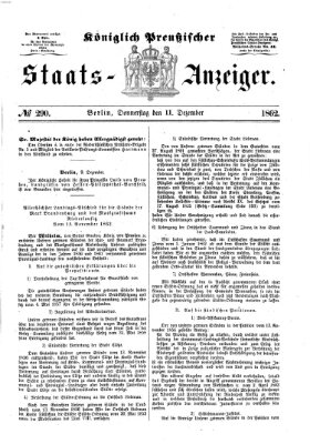 Königlich Preußischer Staats-Anzeiger (Allgemeine preußische Staats-Zeitung) Donnerstag 11. Dezember 1862