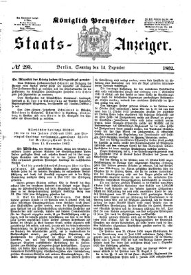 Königlich Preußischer Staats-Anzeiger (Allgemeine preußische Staats-Zeitung) Sonntag 14. Dezember 1862