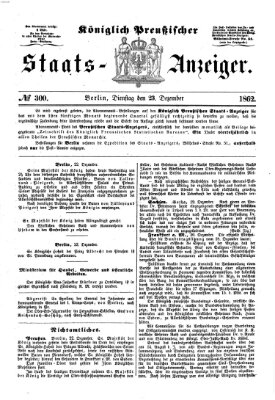 Königlich Preußischer Staats-Anzeiger (Allgemeine preußische Staats-Zeitung) Dienstag 23. Dezember 1862