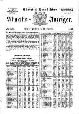 Königlich Preußischer Staats-Anzeiger (Allgemeine preußische Staats-Zeitung) Mittwoch 24. Dezember 1862