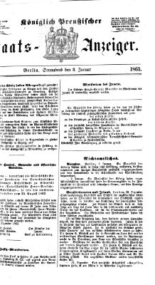 Königlich Preußischer Staats-Anzeiger (Allgemeine preußische Staats-Zeitung) Samstag 3. Januar 1863