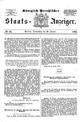 Königlich Preußischer Staats-Anzeiger (Allgemeine preußische Staats-Zeitung) Donnerstag 29. Januar 1863