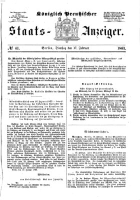 Königlich Preußischer Staats-Anzeiger (Allgemeine preußische Staats-Zeitung) Dienstag 17. Februar 1863