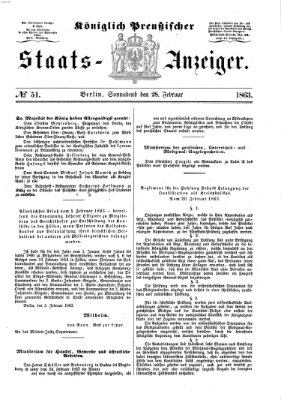 Königlich Preußischer Staats-Anzeiger (Allgemeine preußische Staats-Zeitung) Samstag 28. Februar 1863