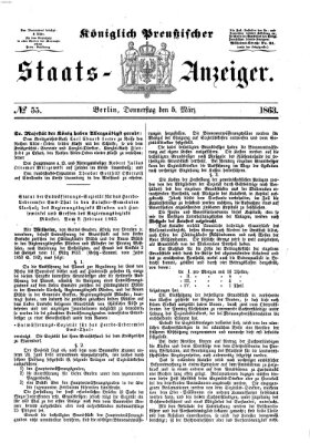 Königlich Preußischer Staats-Anzeiger (Allgemeine preußische Staats-Zeitung) Donnerstag 5. März 1863