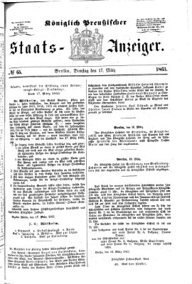 Königlich Preußischer Staats-Anzeiger (Allgemeine preußische Staats-Zeitung) Dienstag 17. März 1863