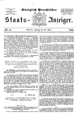 Königlich Preußischer Staats-Anzeiger (Allgemeine preußische Staats-Zeitung) Freitag 27. März 1863