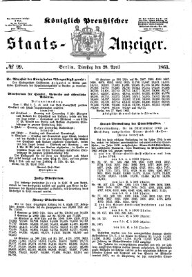 Königlich Preußischer Staats-Anzeiger (Allgemeine preußische Staats-Zeitung) Dienstag 28. April 1863