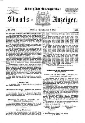 Königlich Preußischer Staats-Anzeiger (Allgemeine preußische Staats-Zeitung) Sonntag 3. Mai 1863