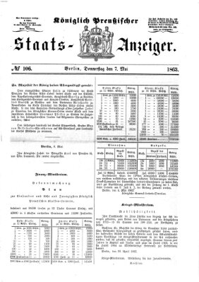 Königlich Preußischer Staats-Anzeiger (Allgemeine preußische Staats-Zeitung) Donnerstag 7. Mai 1863