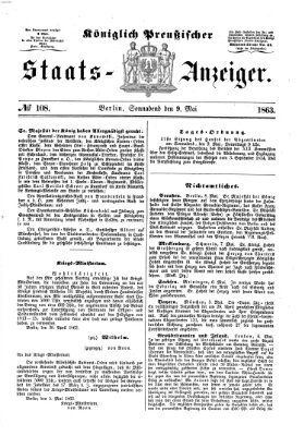 Königlich Preußischer Staats-Anzeiger (Allgemeine preußische Staats-Zeitung) Samstag 9. Mai 1863