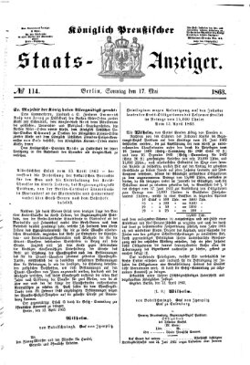 Königlich Preußischer Staats-Anzeiger (Allgemeine preußische Staats-Zeitung) Sonntag 17. Mai 1863