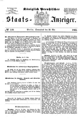 Königlich Preußischer Staats-Anzeiger (Allgemeine preußische Staats-Zeitung) Samstag 23. Mai 1863