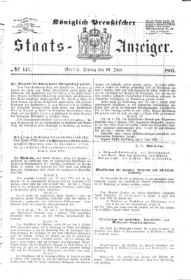 Königlich Preußischer Staats-Anzeiger (Allgemeine preußische Staats-Zeitung) Freitag 19. Juni 1863