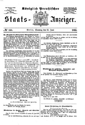 Königlich Preußischer Staats-Anzeiger (Allgemeine preußische Staats-Zeitung) Sonntag 21. Juni 1863