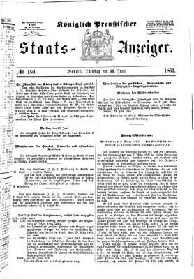 Königlich Preußischer Staats-Anzeiger (Allgemeine preußische Staats-Zeitung) Dienstag 30. Juni 1863