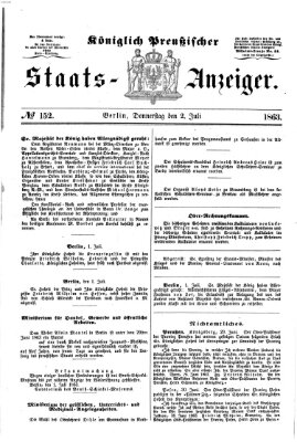 Königlich Preußischer Staats-Anzeiger (Allgemeine preußische Staats-Zeitung) Donnerstag 2. Juli 1863