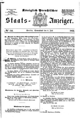 Königlich Preußischer Staats-Anzeiger (Allgemeine preußische Staats-Zeitung) Samstag 4. Juli 1863