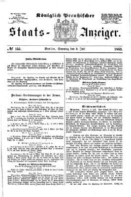 Königlich Preußischer Staats-Anzeiger (Allgemeine preußische Staats-Zeitung) Sonntag 5. Juli 1863