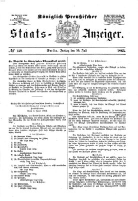 Königlich Preußischer Staats-Anzeiger (Allgemeine preußische Staats-Zeitung) Freitag 10. Juli 1863