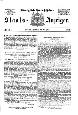 Königlich Preußischer Staats-Anzeiger (Allgemeine preußische Staats-Zeitung) Sonntag 12. Juli 1863