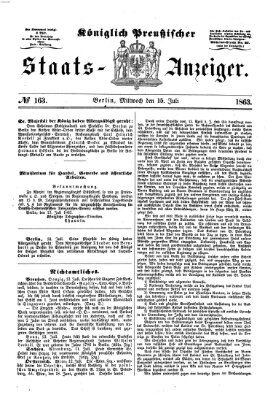 Königlich Preußischer Staats-Anzeiger (Allgemeine preußische Staats-Zeitung) Mittwoch 15. Juli 1863