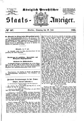 Königlich Preußischer Staats-Anzeiger (Allgemeine preußische Staats-Zeitung) Sonntag 19. Juli 1863