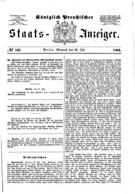 Königlich Preußischer Staats-Anzeiger (Allgemeine preußische Staats-Zeitung) Mittwoch 22. Juli 1863