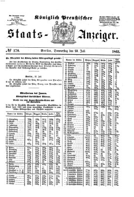 Königlich Preußischer Staats-Anzeiger (Allgemeine preußische Staats-Zeitung) Donnerstag 23. Juli 1863