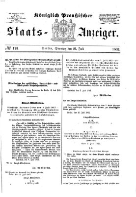 Königlich Preußischer Staats-Anzeiger (Allgemeine preußische Staats-Zeitung) Sonntag 26. Juli 1863