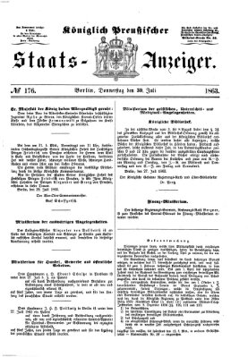 Königlich Preußischer Staats-Anzeiger (Allgemeine preußische Staats-Zeitung) Donnerstag 30. Juli 1863