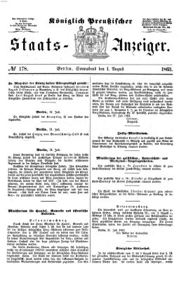 Königlich Preußischer Staats-Anzeiger (Allgemeine preußische Staats-Zeitung) Samstag 1. August 1863