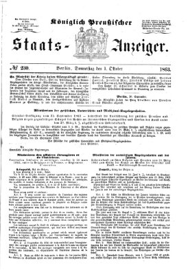 Königlich Preußischer Staats-Anzeiger (Allgemeine preußische Staats-Zeitung) Donnerstag 1. Oktober 1863