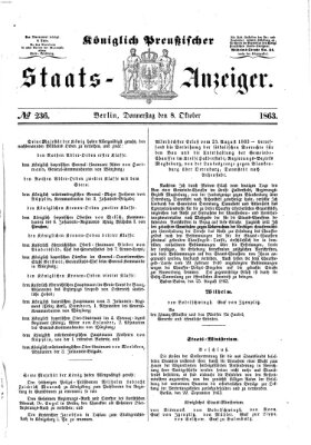 Königlich Preußischer Staats-Anzeiger (Allgemeine preußische Staats-Zeitung) Donnerstag 8. Oktober 1863