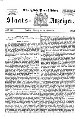 Königlich Preußischer Staats-Anzeiger (Allgemeine preußische Staats-Zeitung) Dienstag 10. November 1863