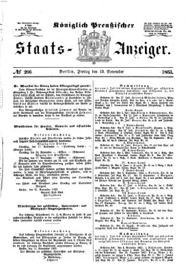 Königlich Preußischer Staats-Anzeiger (Allgemeine preußische Staats-Zeitung) Freitag 13. November 1863