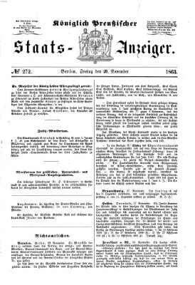 Königlich Preußischer Staats-Anzeiger (Allgemeine preußische Staats-Zeitung) Freitag 20. November 1863