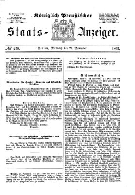 Königlich Preußischer Staats-Anzeiger (Allgemeine preußische Staats-Zeitung) Mittwoch 25. November 1863